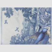 Papier Mousseline Chinoiserie Bleu Blanc Français Toile Oiseau Colla (Recto)