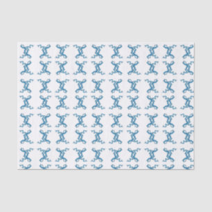 Papier Mousseline Chinoiserie Bleu Dragons chinois