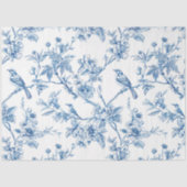 Papier Mousseline Chinoiserie bleue et blanche Oiseaux floraux (Recto)