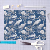 Papier Mousseline Chinoiserie Blue White Birds Peinture Découpage (Artisanat)