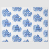 Papier Mousseline Chinoiserie Blue Willow Pagoda (Recto)