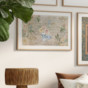 Papier Mousseline Chinoiserie Bouquet de fleurs Vintages Cottagecore