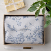 Papier Mousseline Chinoiserie classique bleue et blanche (Cadeau)