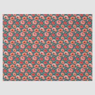 Papier Mousseline Chinoiserie corallienne et rose
