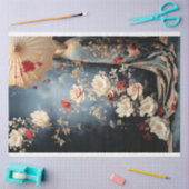 Papier Mousseline Chinoiserie Dame debout avec parasol Portrait (Artisanat)