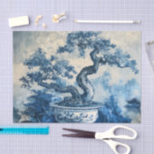 Papier Mousseline Chinoiserie Design en porcelaine bleue et blanche (Artisanat)