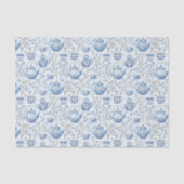 Papier Mousseline Chinoiserie Fête de Mariage Florale Bleue (Recto)