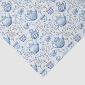 Papier Mousseline Chinoiserie Fête de Mariage Florale Bleue (Détail)