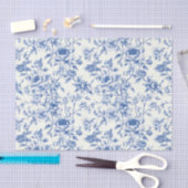 Papier Mousseline Chinoiserie Fleurs Bleues (Artisanat)