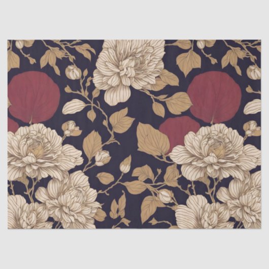 Papier Mousseline Chinoiserie Florals Découpage (Recto)