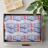 Papier Mousseline Chinoiserie Ginger Jar Monogramme | Bow rouge (Cadeau)