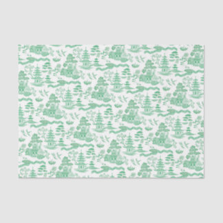 Papier Mousseline Chinoiserie Green Willow Decoupage Tissu Paper