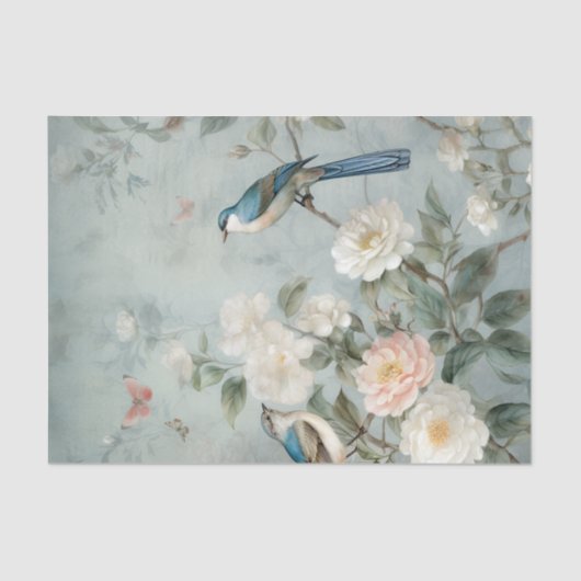 Papier Mousseline Chinoiserie Light Blue Nature (Recto)