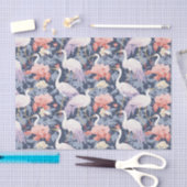 Papier Mousseline Chinoiserie Marine Egret floral (Artisanat)