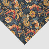 Papier Mousseline Chinoiserie Motif bleu jaune rouge découpage (Détail)