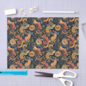 Papier Mousseline Chinoiserie Motif bleu jaune rouge découpage (Artisanat)