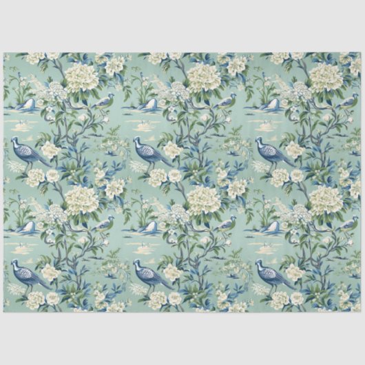 Papier Mousseline Chinoiserie Motif Floral Papier Tissu (Recto)