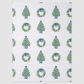 Papier Mousseline Chinoiserie Noël bleu et blanc (Recto)