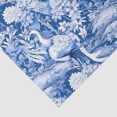 Papier Mousseline Chinoiserie Oiseaux Bleu Blanc Peinture Découpage (Détail)