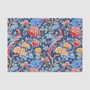 Papier Mousseline Chinoiserie Oiseaux peinture florale Découpage