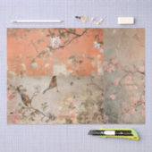 Papier Mousseline Chinoiserie Orange Sherbet Collage (Artisanat)