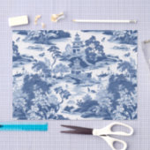 Papier Mousseline Chinoiserie Oriental Paysage Peinture Découpage (Artisanat)