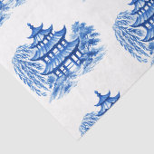 Papier Mousseline Chinoiserie Pagode Blue Willow (Détail)