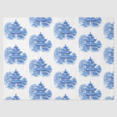 Papier Mousseline Chinoiserie Pagode Blue Willow (Recto)
