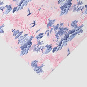 Papier Mousseline Chinoiserie Paysage asiatique Découpage bleu rose (Détail)