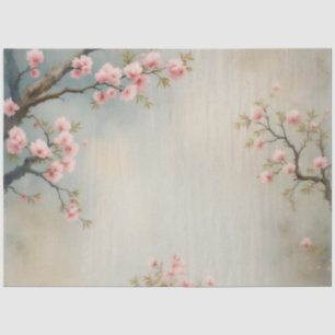 Papier Mousseline Chinoiserie Peacock Floral Rose Blossom Découpage