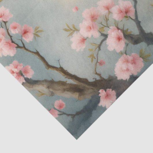 Papier Mousseline Chinoiserie Peacock Floral Rose Blossom Découpage (Détail)