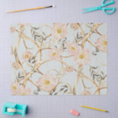 Papier Mousseline Chinoiserie Peony Arbre Floral Vert Découpage (Artisanat)