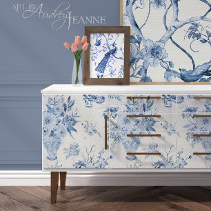 Papier Mousseline Chinoiserie Peony Vases Florales Découpage Fleur