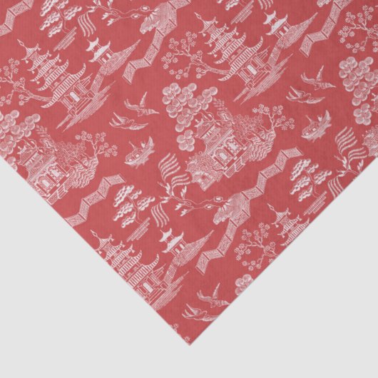 Papier Mousseline Chinoiserie Red Willow Reverse Decoupage (Détail)