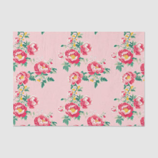 Papier Mousseline Chinoiserie rose et rouge