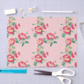 Papier Mousseline Chinoiserie rose et rouge (Artisanat)