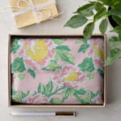 Papier Mousseline Chinoiserie rose Floral (Cadeau)