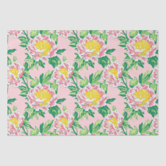 Papier Mousseline Chinoiserie rose Floral