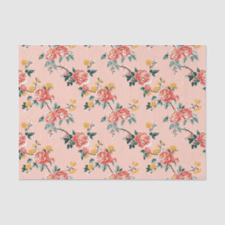 Papier Mousseline Chinoiserie rose pâle Floral