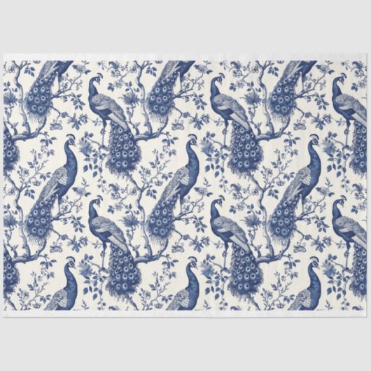 Papier Mousseline Chinoiserie Style Peacock Thème Tissu Papier (Recto)