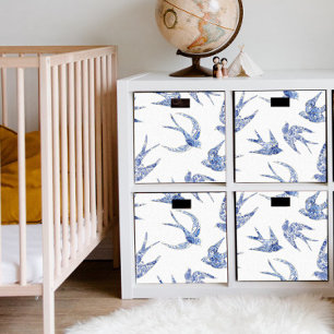 Papier Mousseline Chinoiserie Swallow Bird Bleu Blanc Découpage
