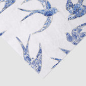 Papier Mousseline Chinoiserie Swallow Bird Bleu Blanc Découpage (Détail)