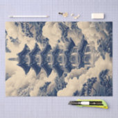 Papier Mousseline Chinoiserie Temple chinois Découpage bleu (Artisanat)