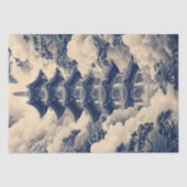 Papier Mousseline Chinoiserie Temple chinois Découpage bleu (Recto)