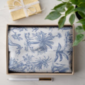 Papier Mousseline Chinoiserie Toile de Jouy animaux bleu marine (Cadeau)