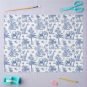 Papier Mousseline Chinoiserie Toile de Jouy animaux bleu marine (Artisanat)
