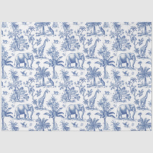 Papier Mousseline Chinoiserie Toile de Jouy animaux bleu marine