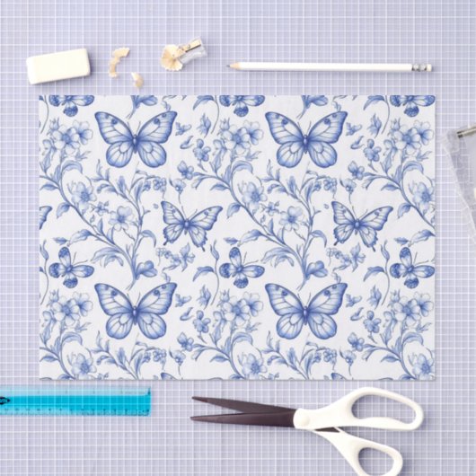 Papier Mousseline Chinoiserie Toile De Jouy Motif (Artisanat)