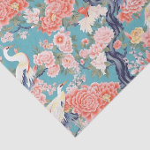 Papier Mousseline Chinoiserie Turquoise Floral Egret (Détail)