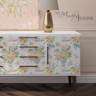 Papier Mousseline Chinoiserie Vases Florales Peony Découpage Fleur